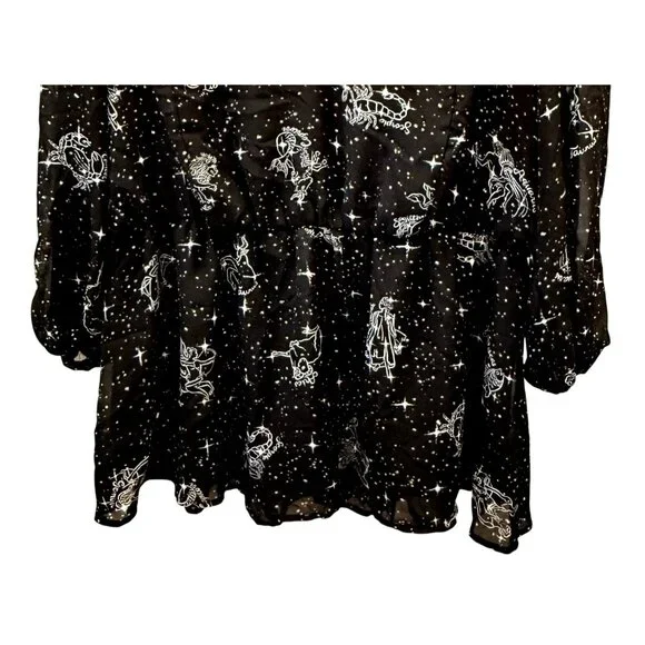 Lane Bryant Zodiac Print VNeck Blouse 18 Peplum Plus Size 18 Psychic Lightweight - Picture 3 of 8